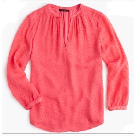 J. Crew Pink Clip Dot Silk textured blouse top Size 8 preowned - Picture 7 of 8